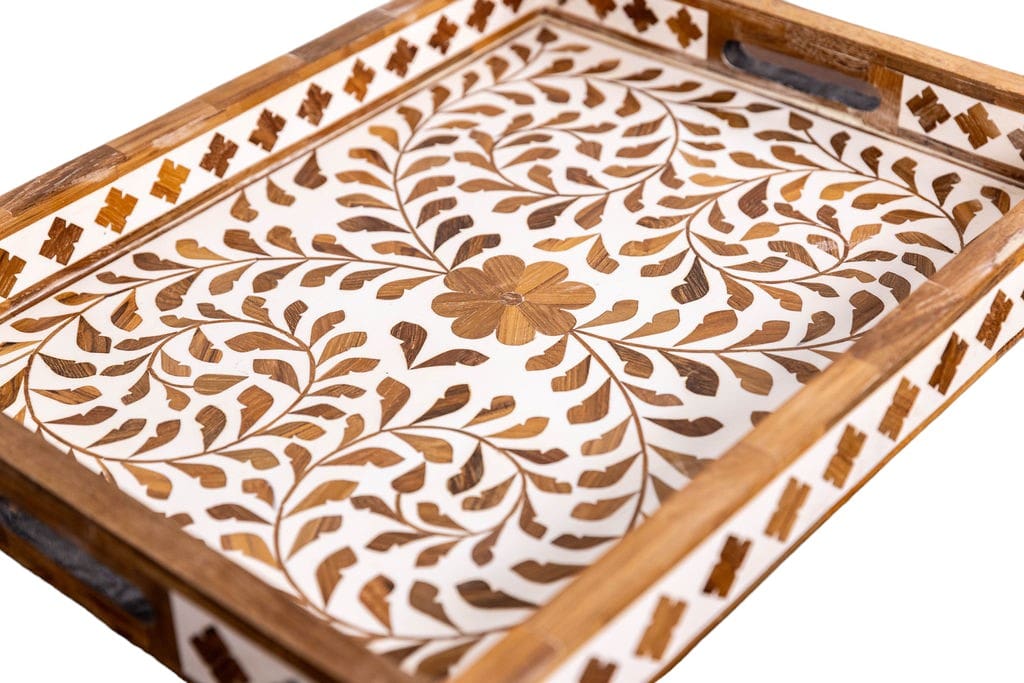 Decorative Teak Inlay Serving Tray image 5