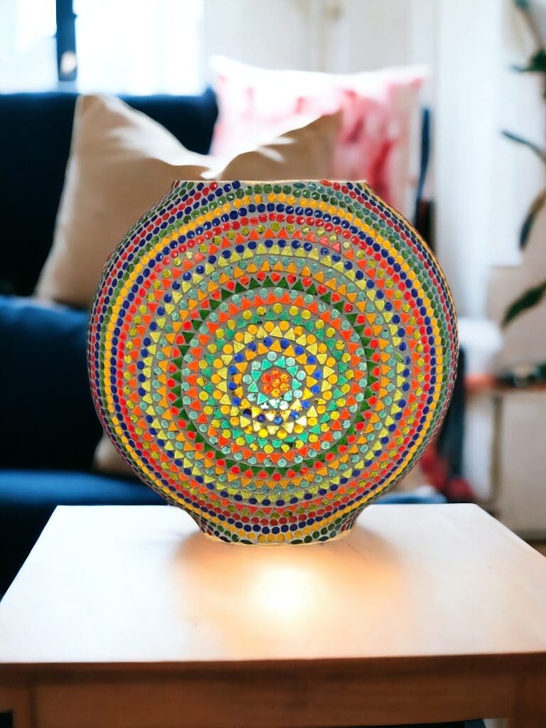Multicolor Round Mosaic Glass Lamp Limited Stock! image 0