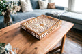 Decorative Teak Inlay Serving Tray image 0