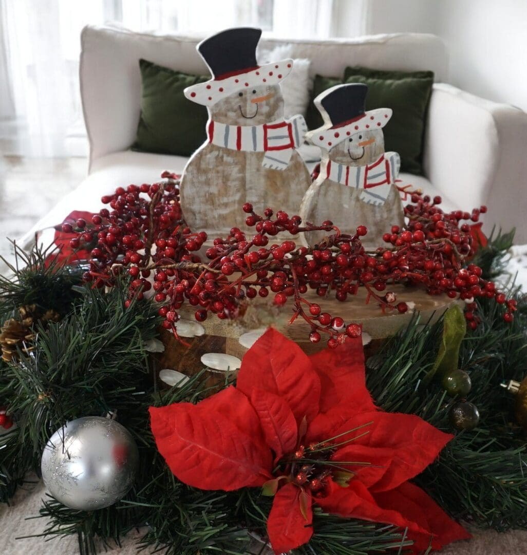 Hand-crafted Set of Two Wooden Snowmen BUY 1 GET 1 FREE image 2
