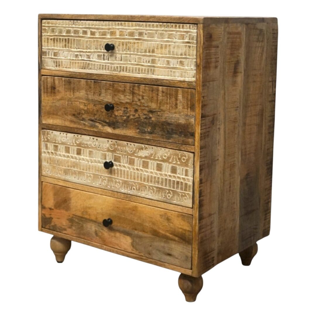 Rustic 4-Drawer Dresser Hand-carved image 3