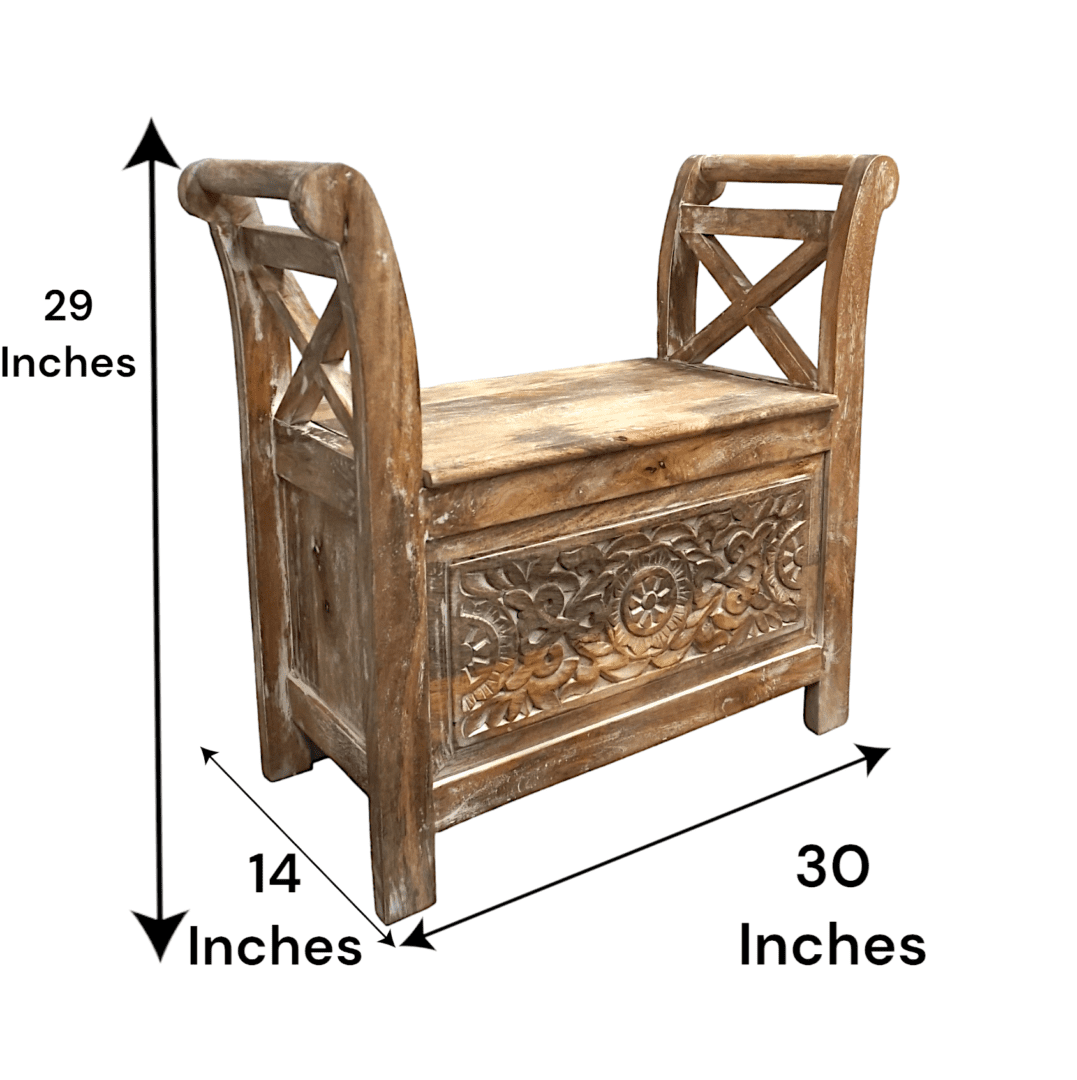 Rustic Bench Trunk with Arms image 6