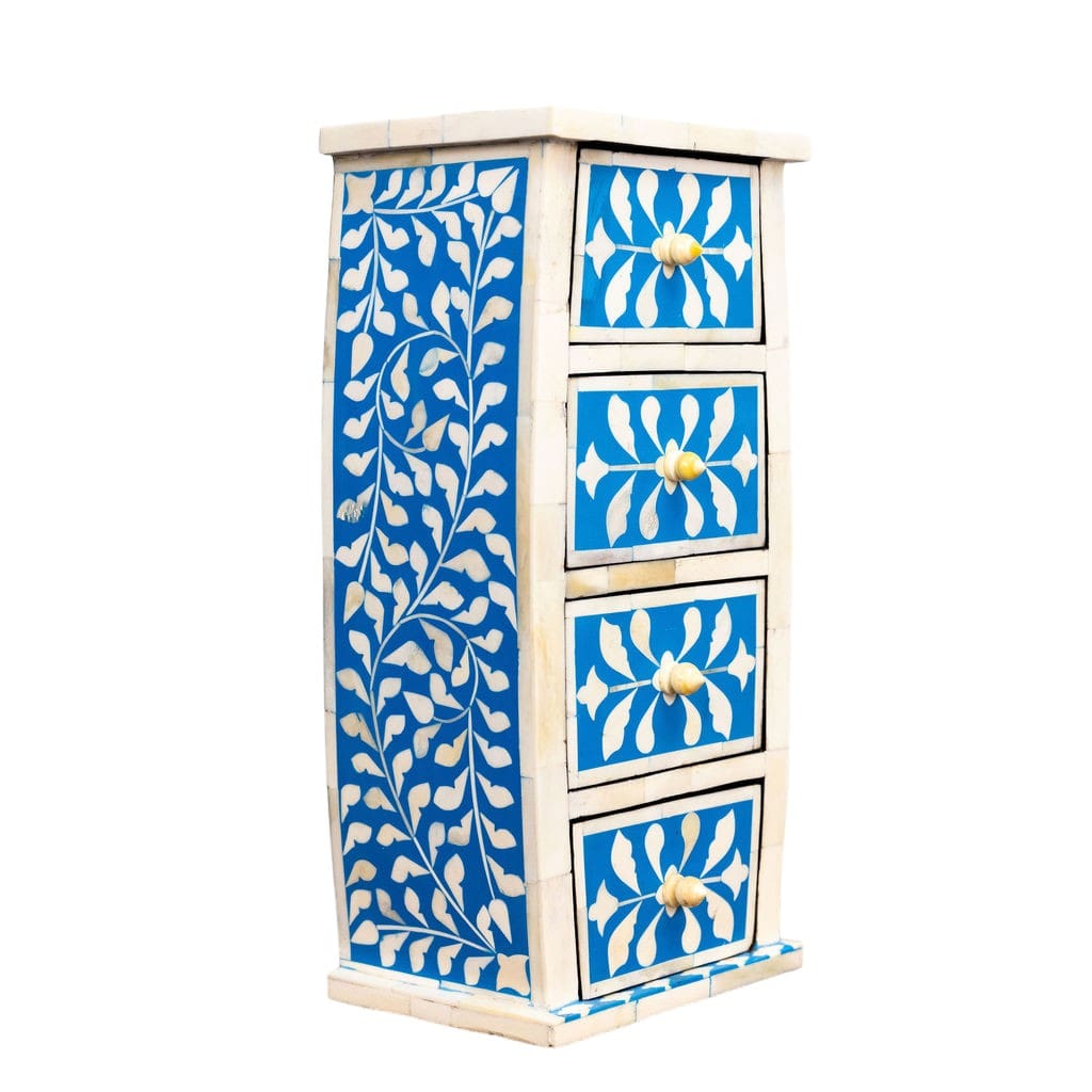 Curved Jewelry Caddy Blue and White Bone Inlay image 2