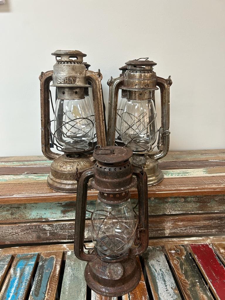 Vintage Hurricane Lantern 3 Colors - Rust image