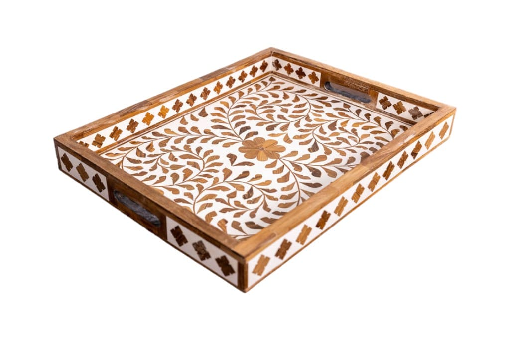 Decorative Teak Inlay Serving Tray image 3