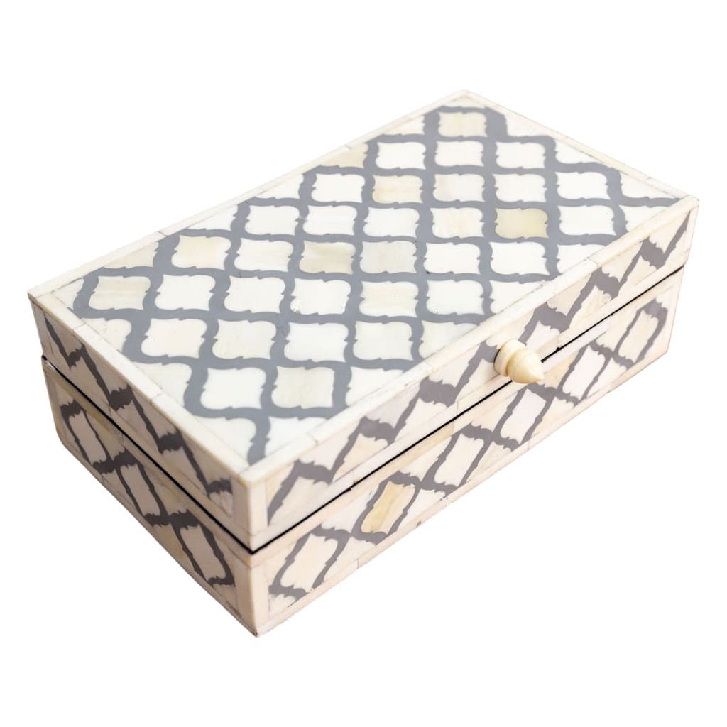 Rectangle Box Gray and White Bone Inlay Hand-crafted image 6