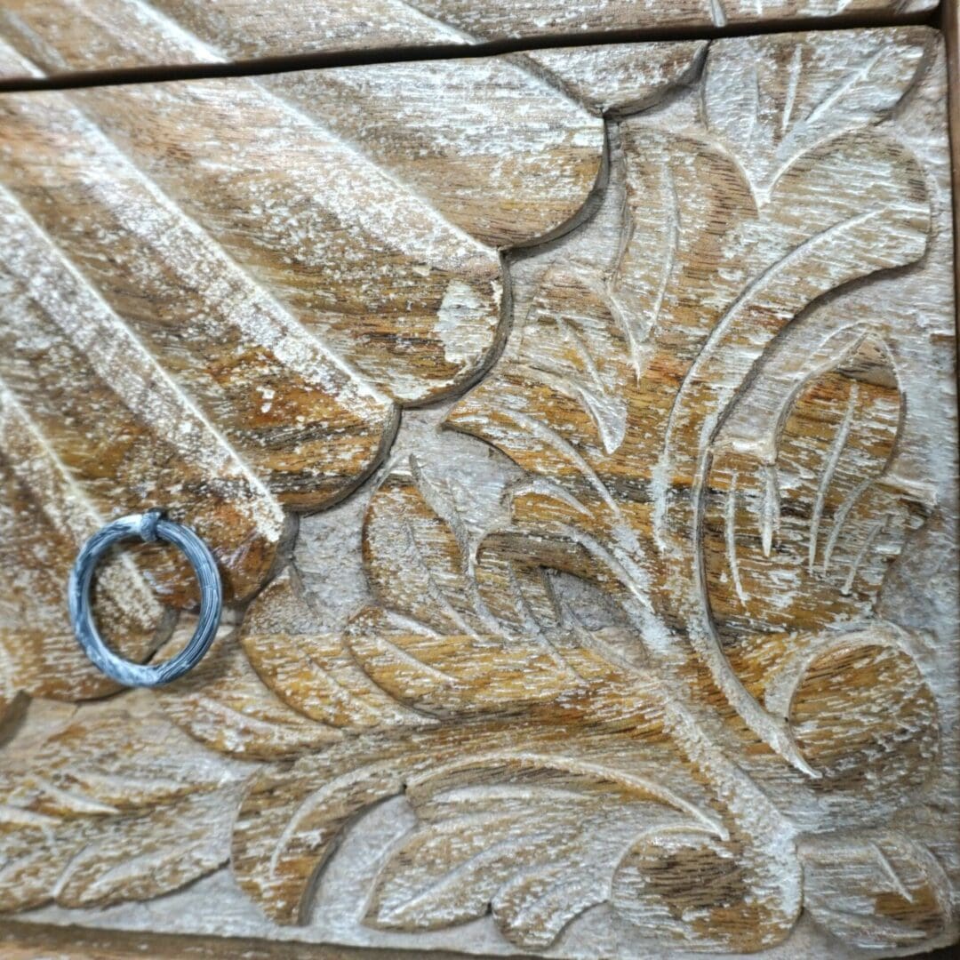 Hand-Carved Four Drawer Sandblast Wood Dresser image 9