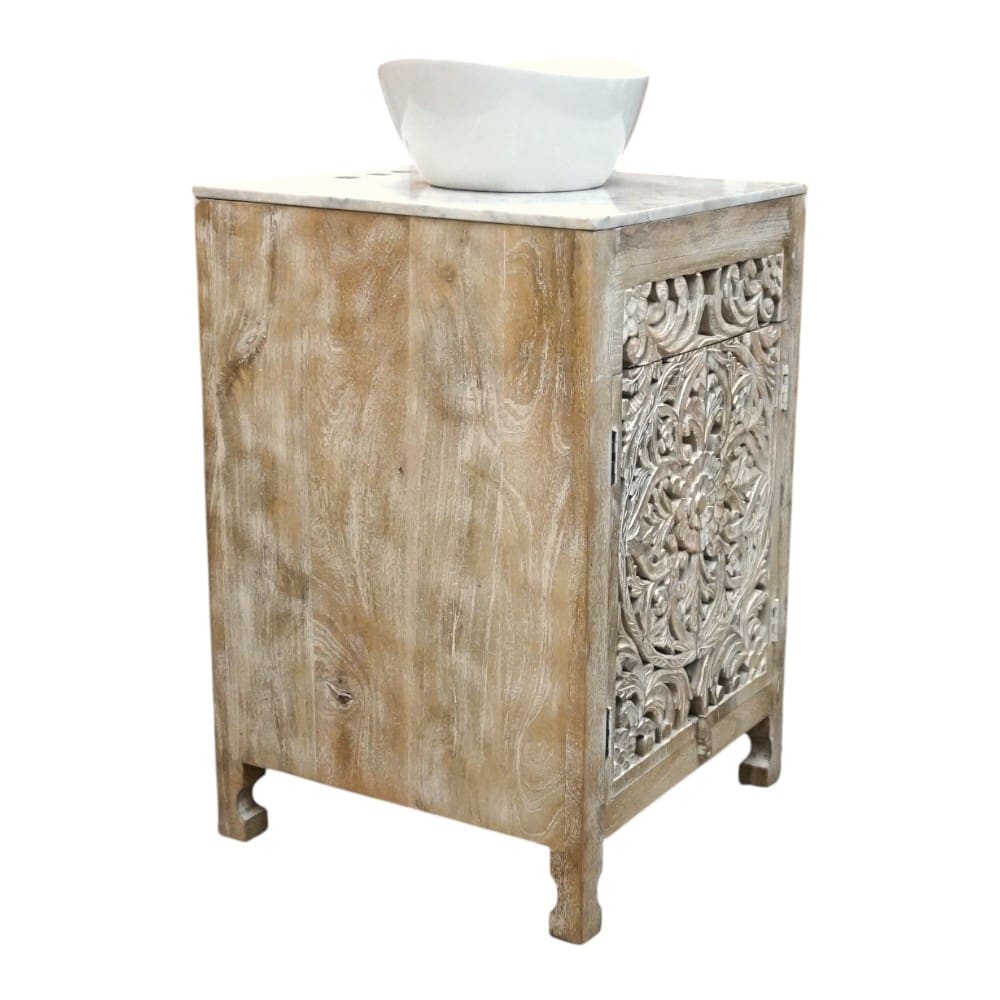 Stunning Natural Wood 24" Vanity Hand-carved image 3