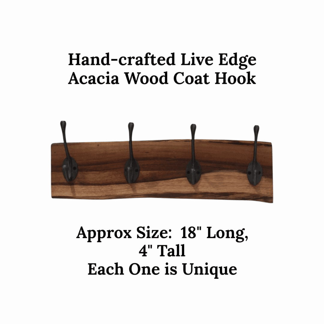 Live Edge Coat Rack with 4 Hooks image 2
