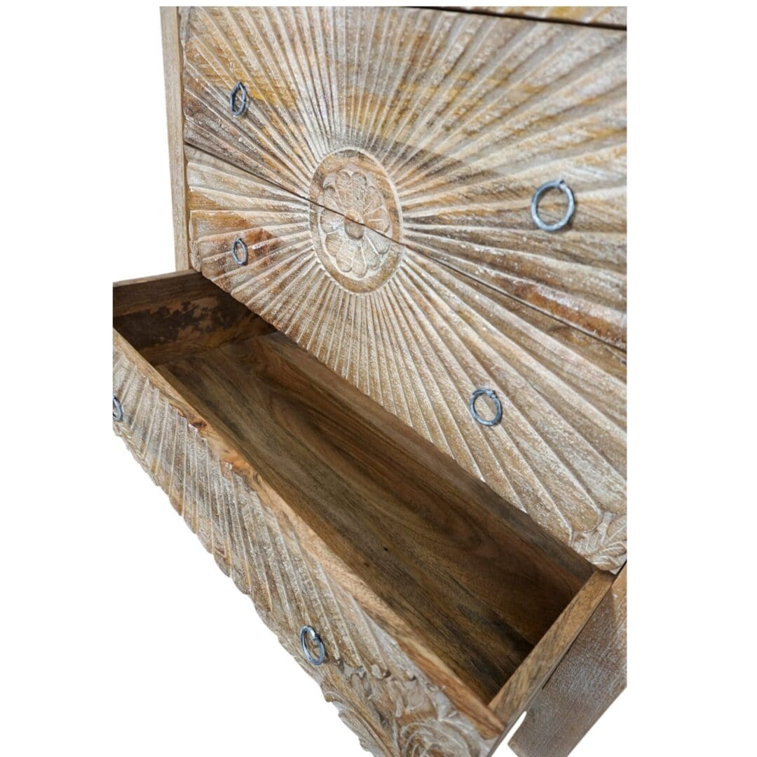 Hand-Carved Four Drawer Sandblast Wood Dresser image 5