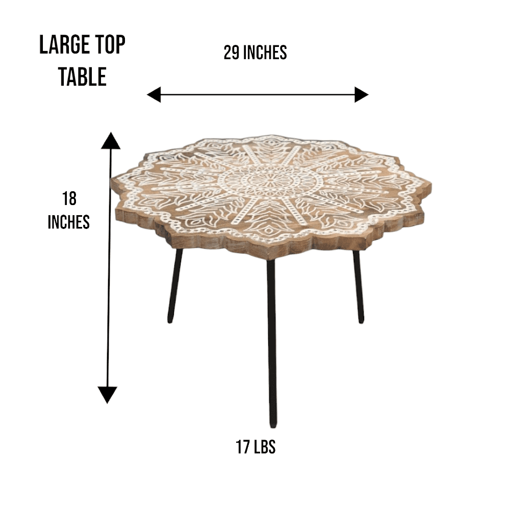 Unique Mango Wood Mandala Accent Table 3 Sizes image 9
