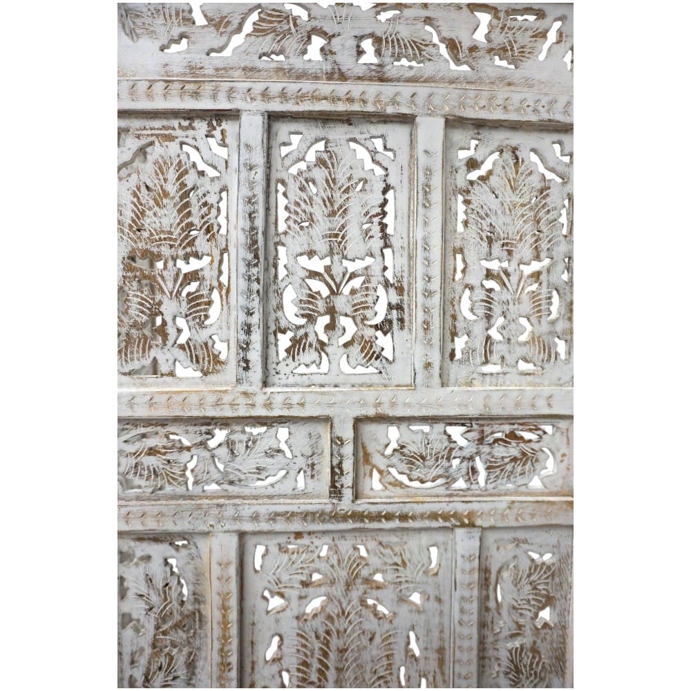 Hand-Crafted Whitewashed Wood Screen Room Divider image 8