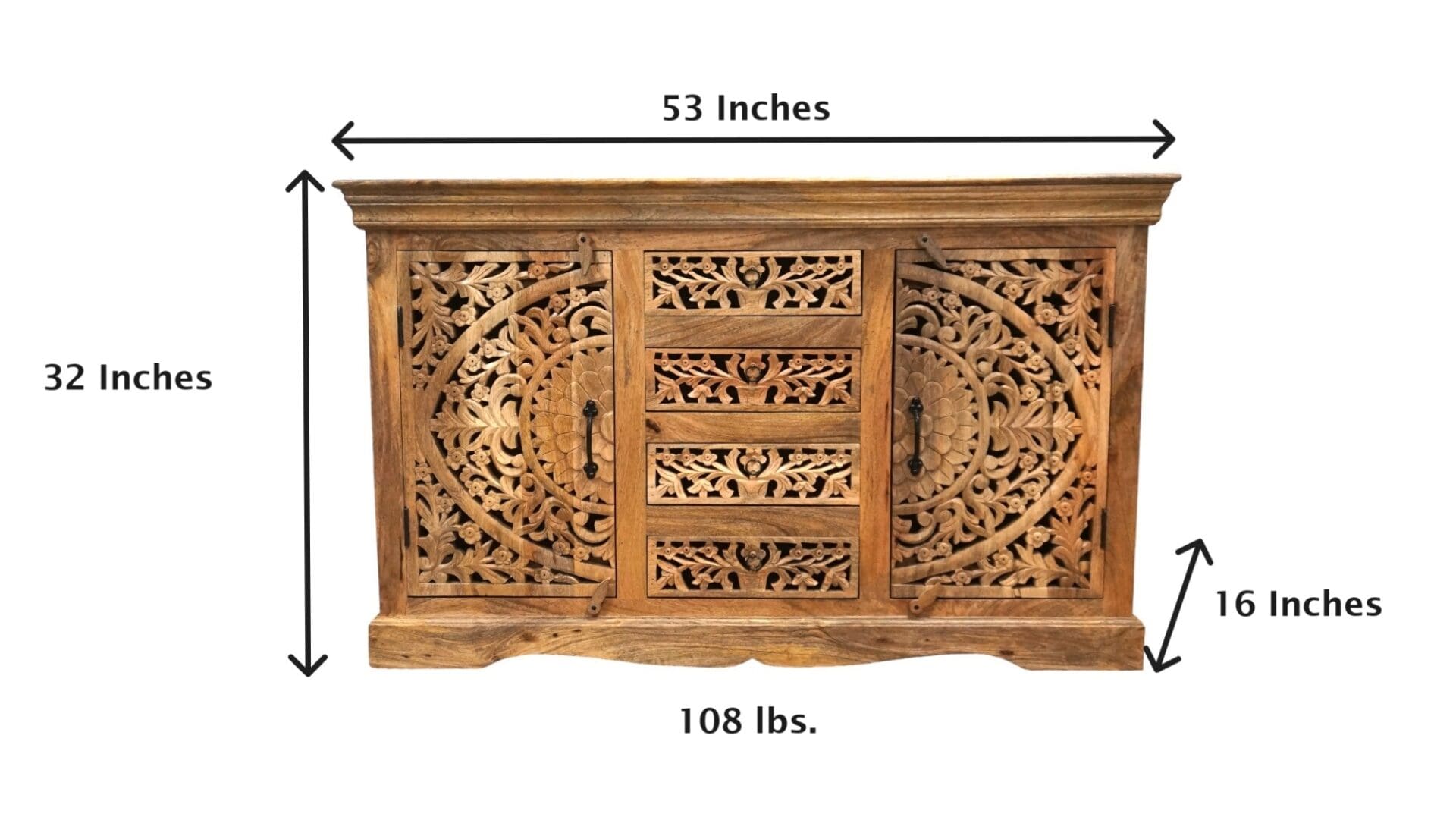 Stunning Natural Wood Sideboard with 2 Doors and 4 Drawers image 9