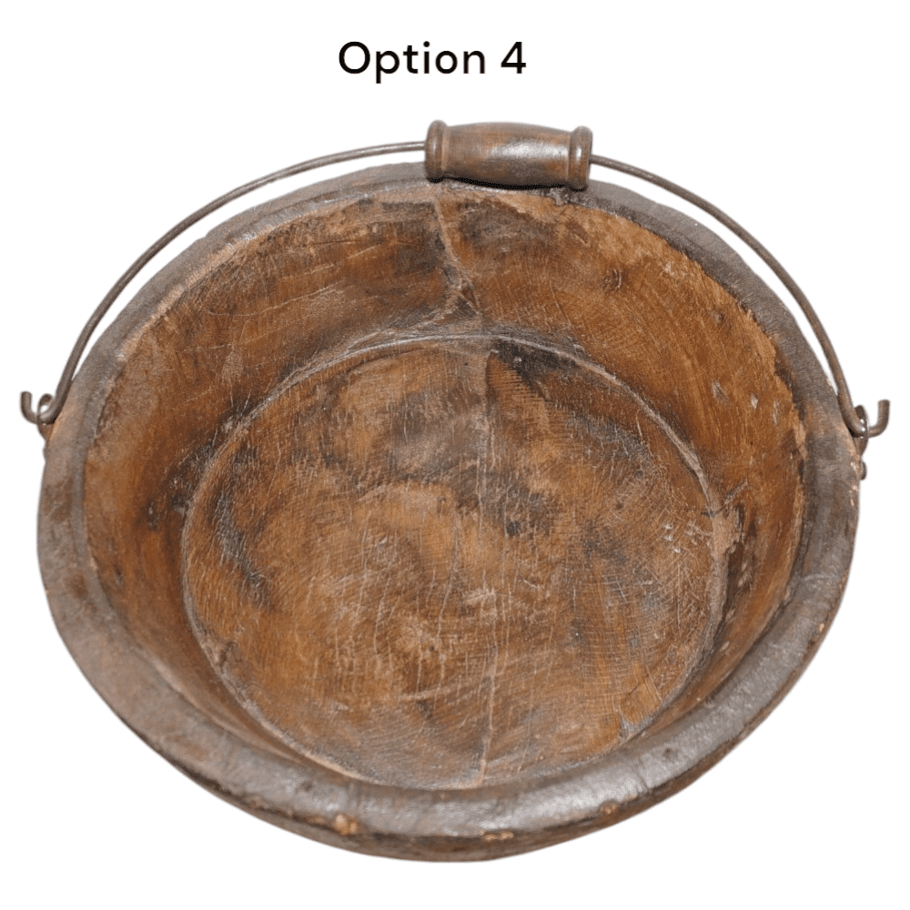 Vintage Wooden Bowls with a Handle Set of 2 image 14