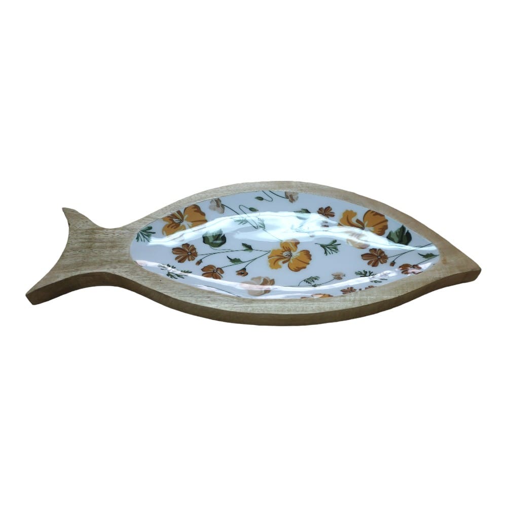 Hand-crafted Fish Dish Solid Wood with Charming Fall Enamel image 2