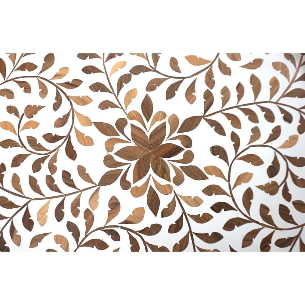 Round Decorative Teak Inlay Serving Tray image 5