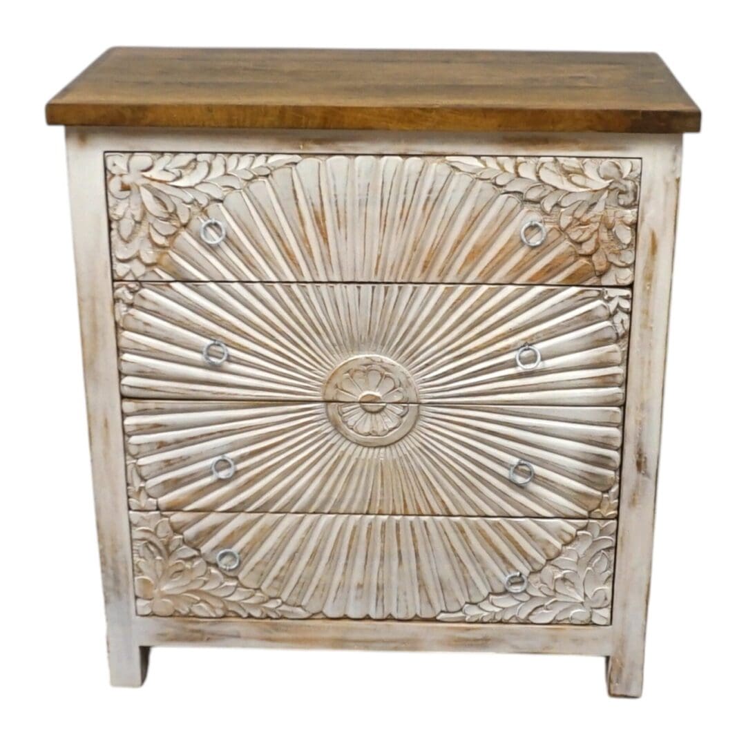 Hand-Carved Four Drawer Dresser image 2