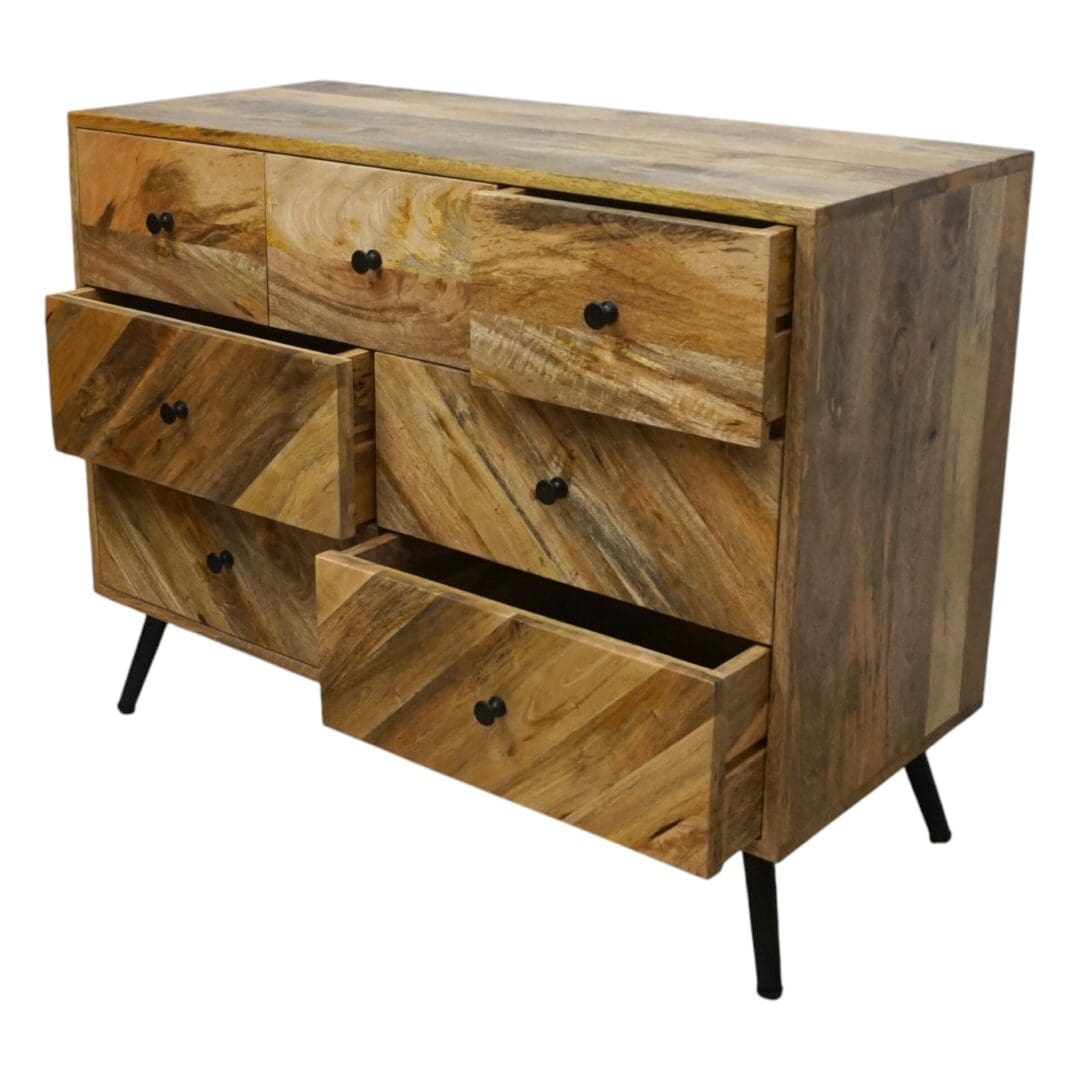 Natural Wood 7 Drawer Dresser with Metal Legs image 5