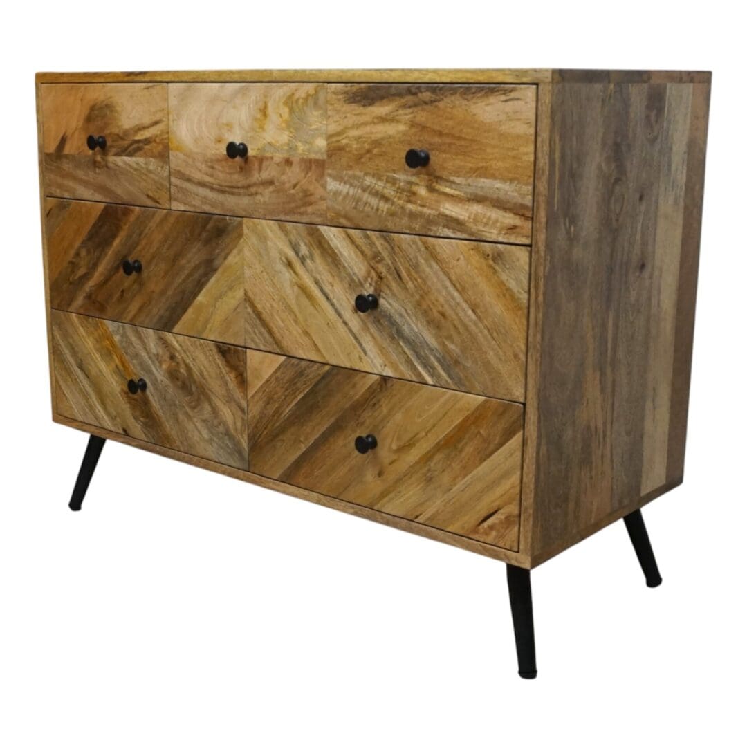 Natural Wood 7 Drawer Dresser with Metal Legs image 2