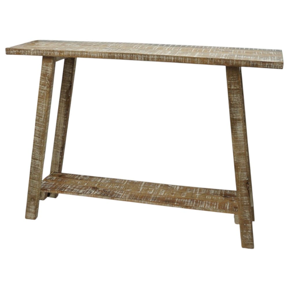 Rustic Natural Mango Wood Console Table with White Highlights image 4