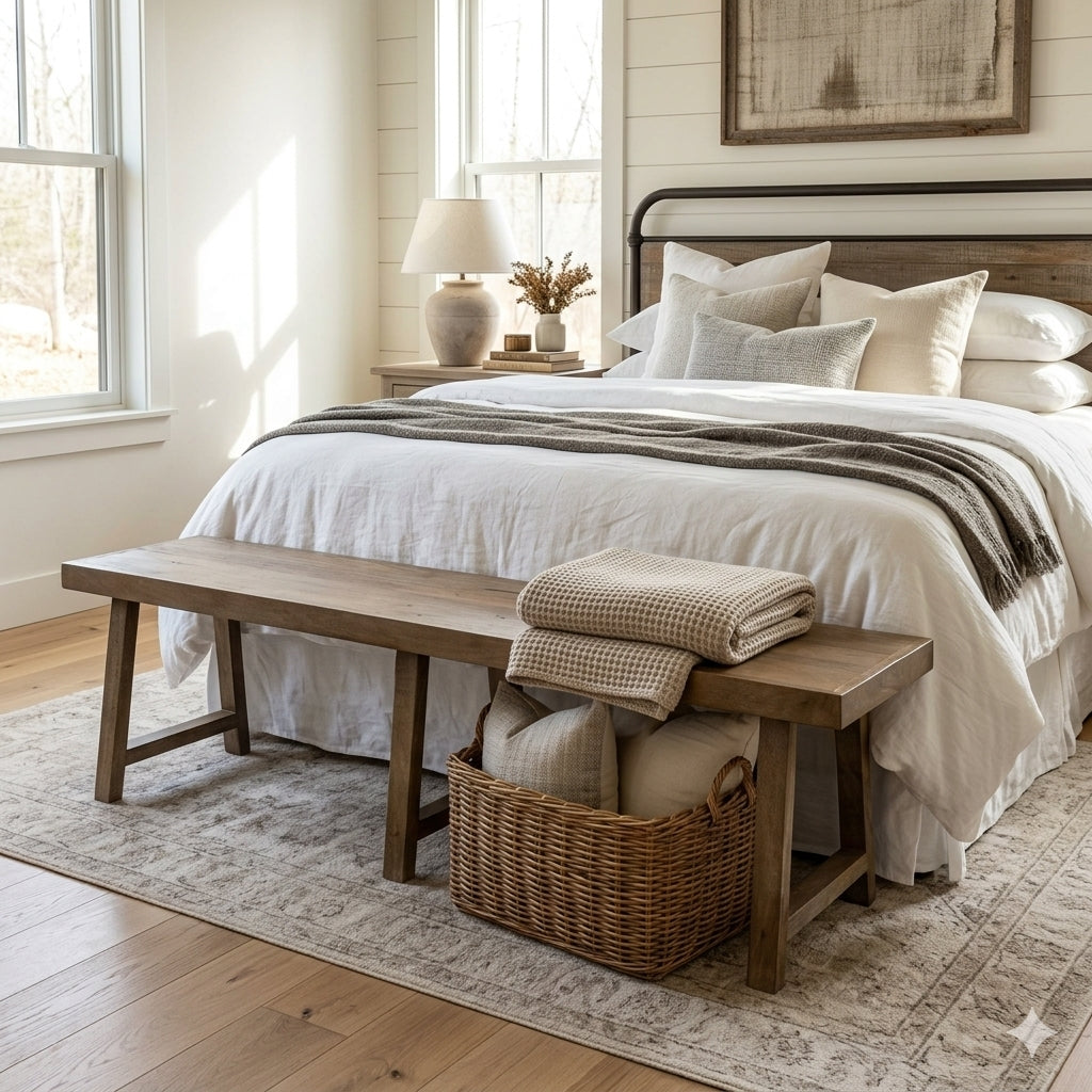 Handmade Mango Wood Dining Bench | Rustic Solid Wood Farmhouse Bench 71 Inch