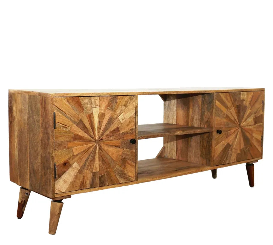 TV Stand Hand-crafted with a Stunning Sunburst Design image 2