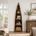 Handcrafted Reclaimed Wood Boat Bookcase | Vintage Nautical & Natural Patina
