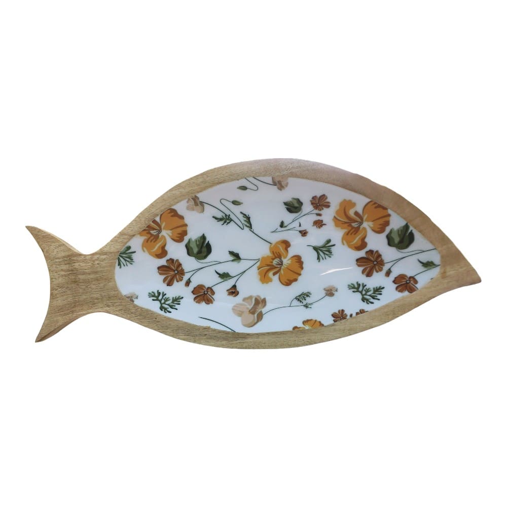 Hand-crafted Fish Dish Solid Wood with Charming Fall Enamel image 3