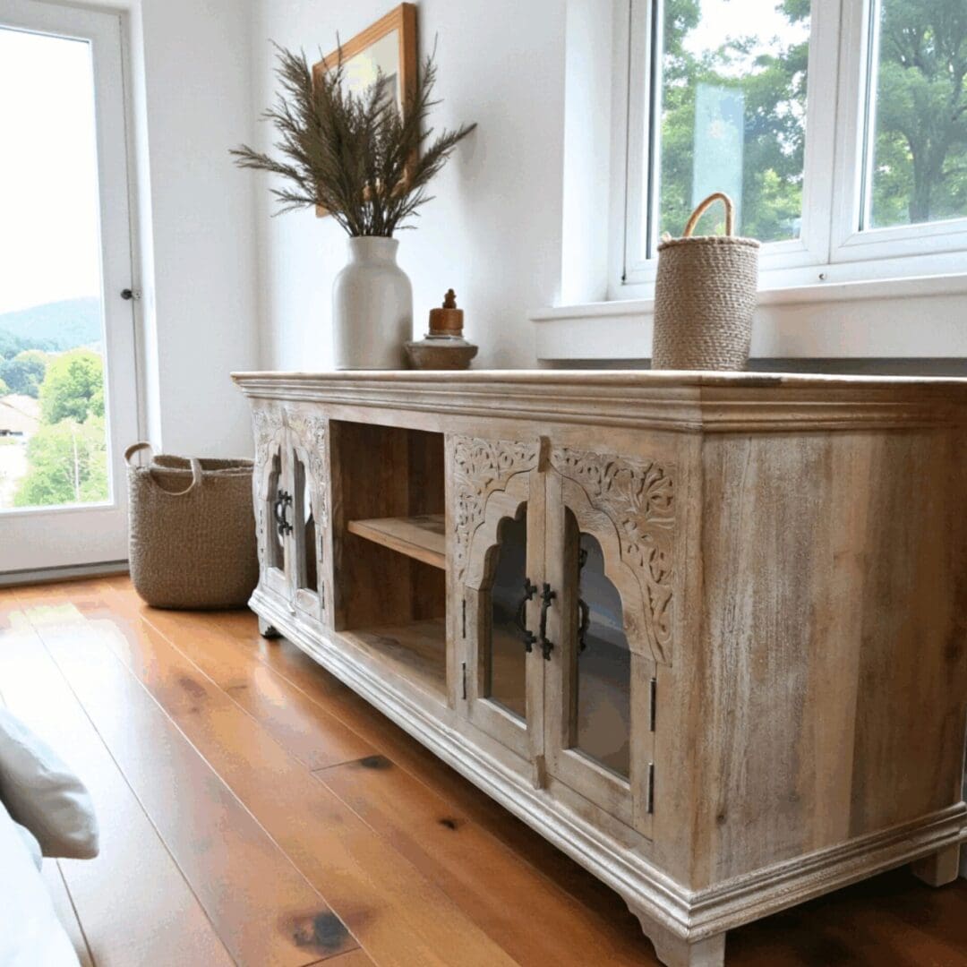 Large Hand-crafted Arched Credenza image 1