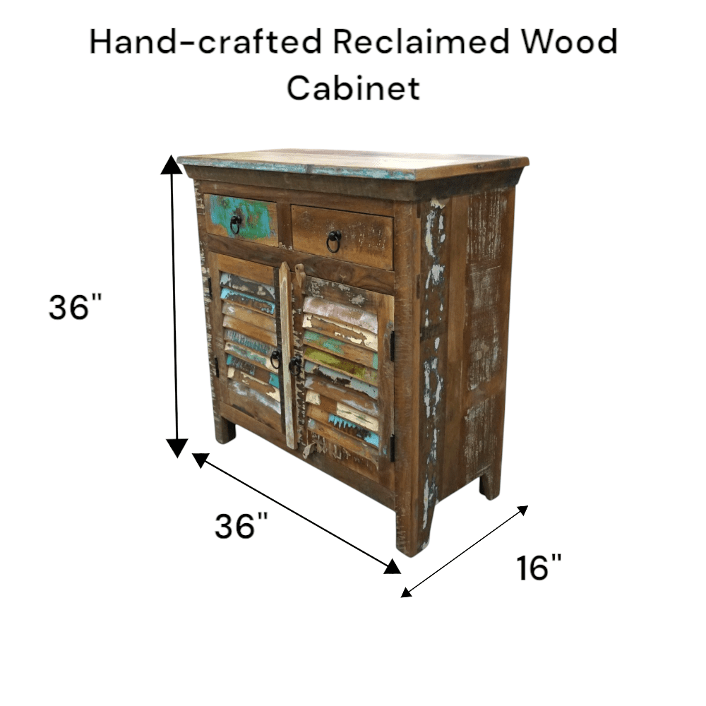 Reclaimed Wood Buffet Cabinet with Louvre Doors image 8