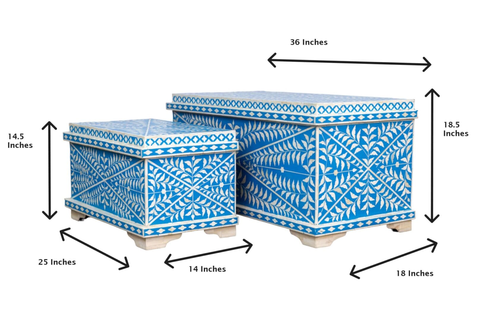 Blue and White Bone Inlay Ottoman 2 Sizes image 8