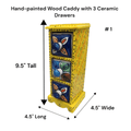 Hand-Painted Three Drawer Organizer Multicolor Ceramic image 3