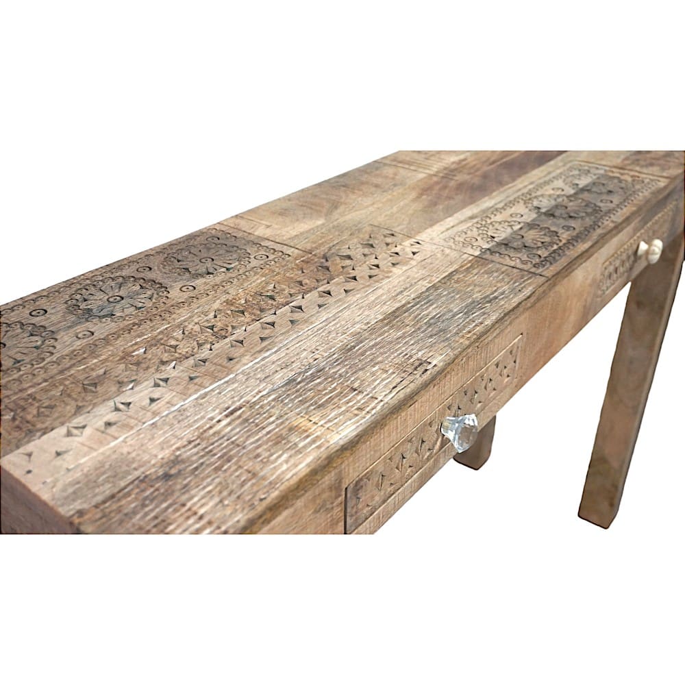 Console Table with Two Drawers Natural Wood image 5