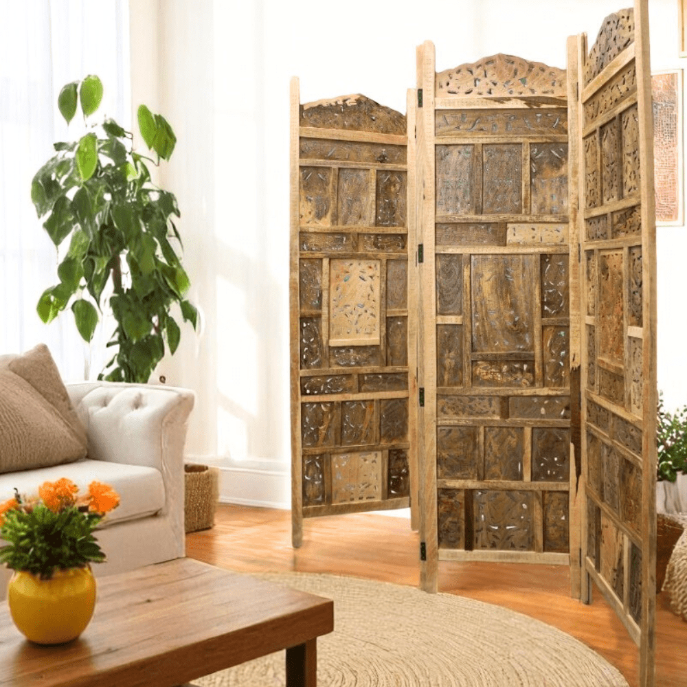 Hand-Crafted Wood Screen Room Divider image 1