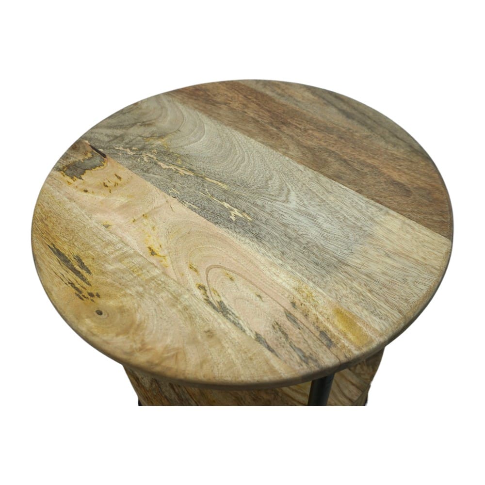 Hand-crafted Mango Wood Round Side Table image 7