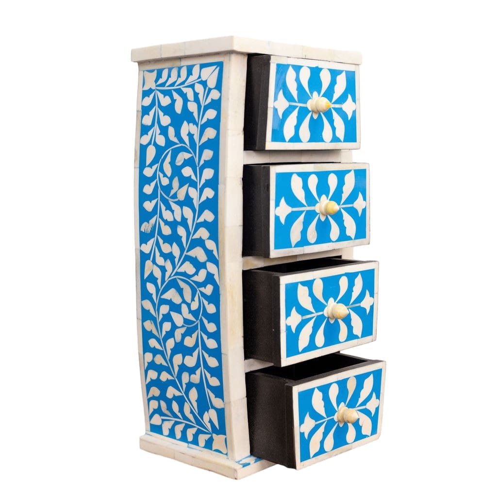 Curved Jewelry Caddy Blue and White Bone Inlay image 5