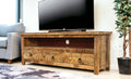Natural Wood TV Stand with 3 Drawers Hand-crafted image 0