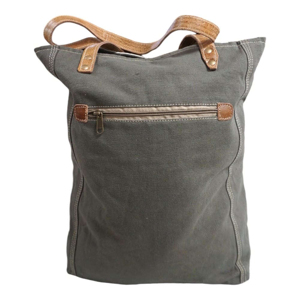 Cotton Canvas Sage Green and Floral Tote Bag image 6