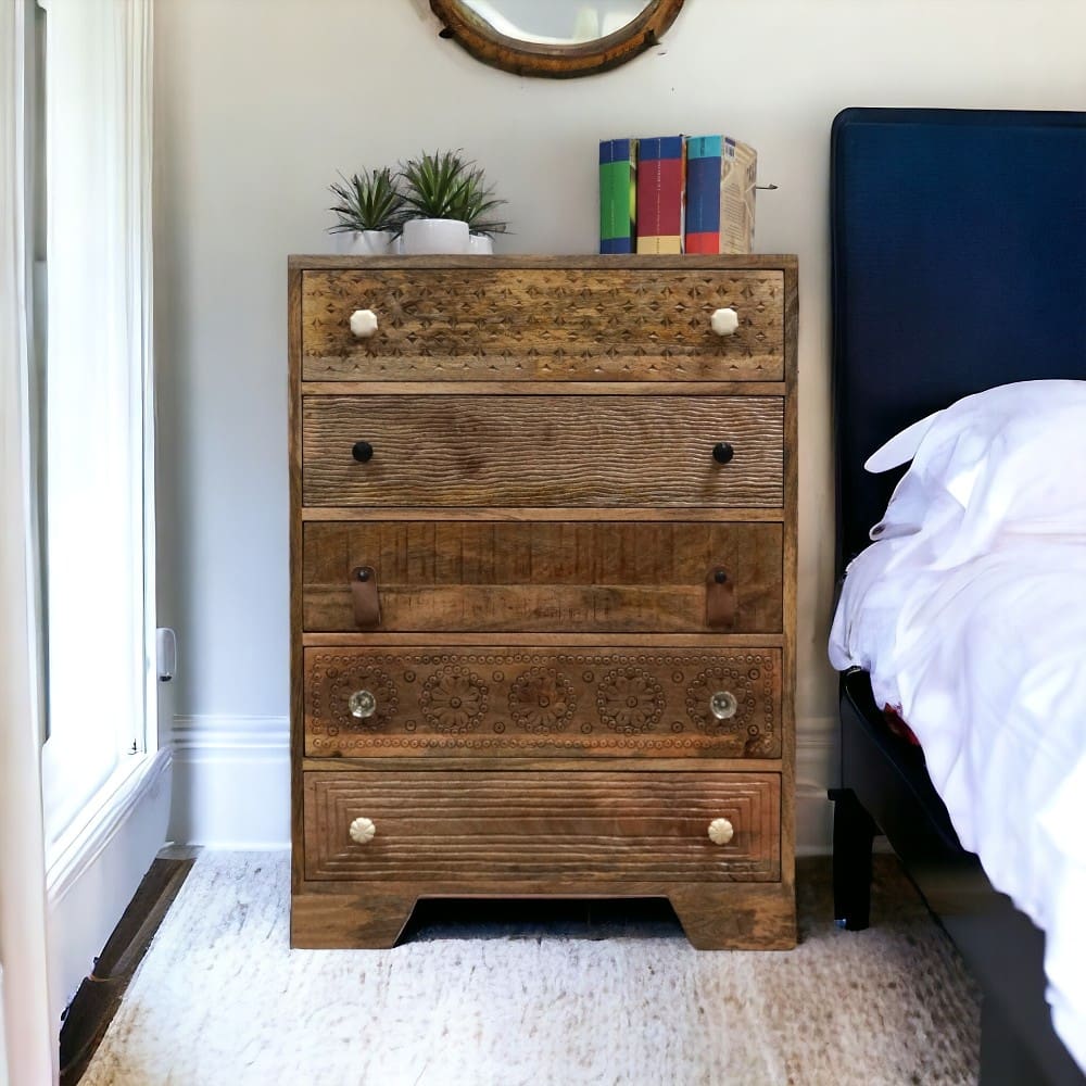 Unique Tall Dresser with 5 Deep Drawers image 0