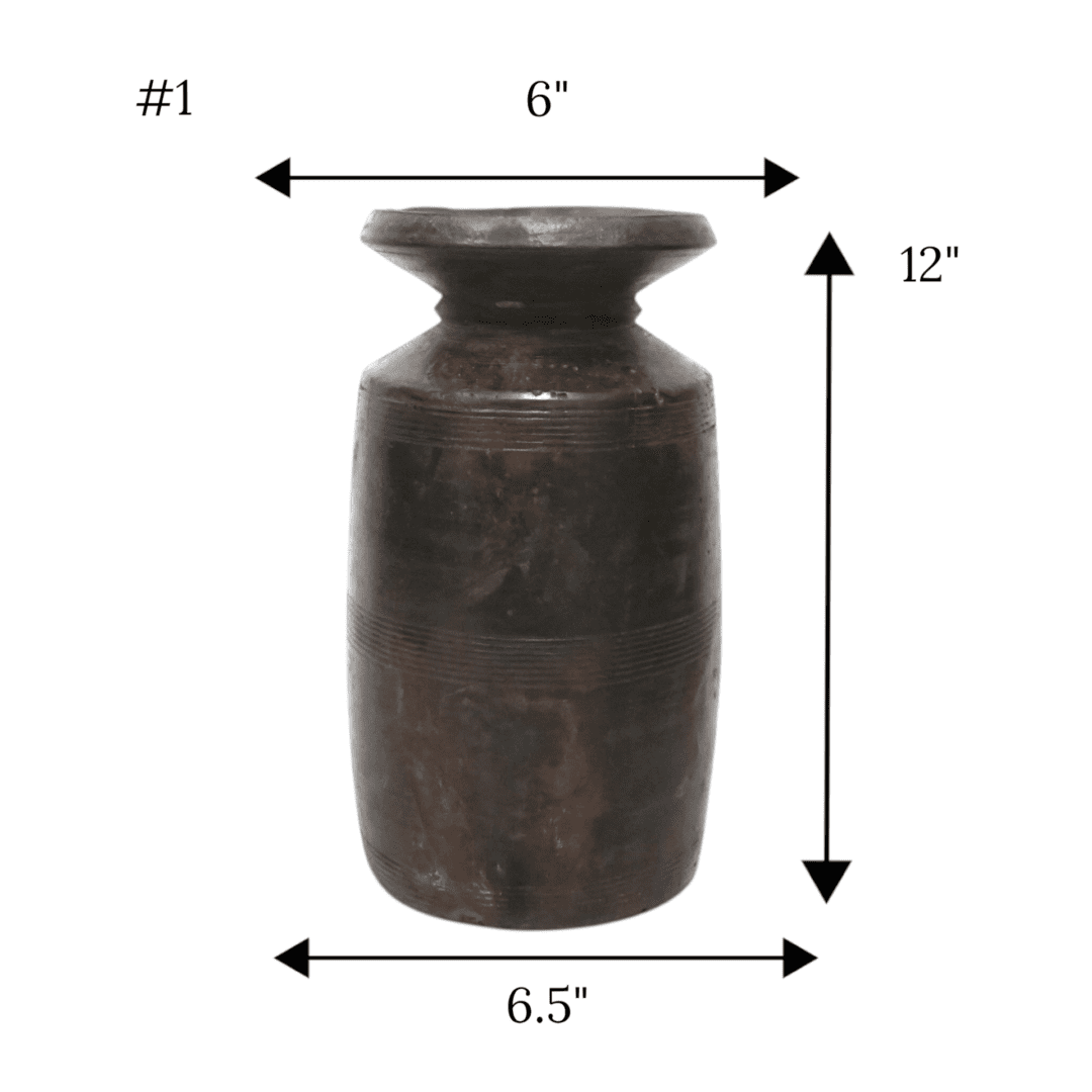 Vintage Acacia Wood Vase Rustic Decor image 4