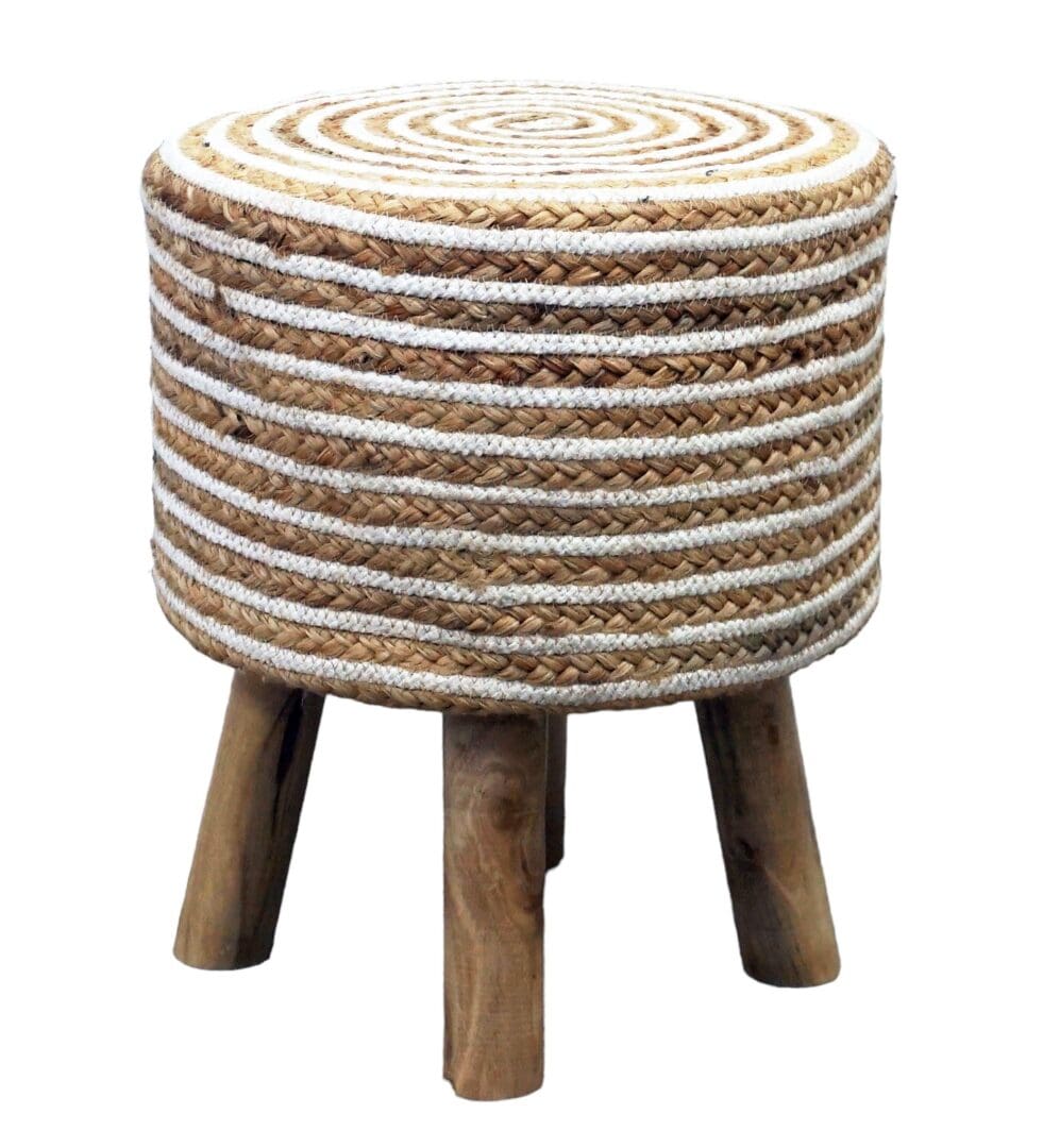 Hand-crafted Jute Stool Multiple Color Options image 5