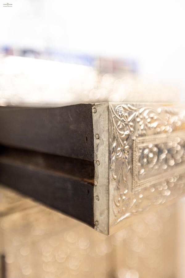 Pair of White Metal Side Table Hand-Embossed image 8