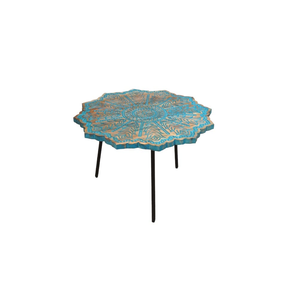 Mango Wood Blue Mandala Accent Table 3 Sizes image 3