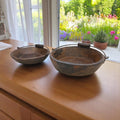 Vintage Wooden Bowls with a Handle Set of 2 image 5
