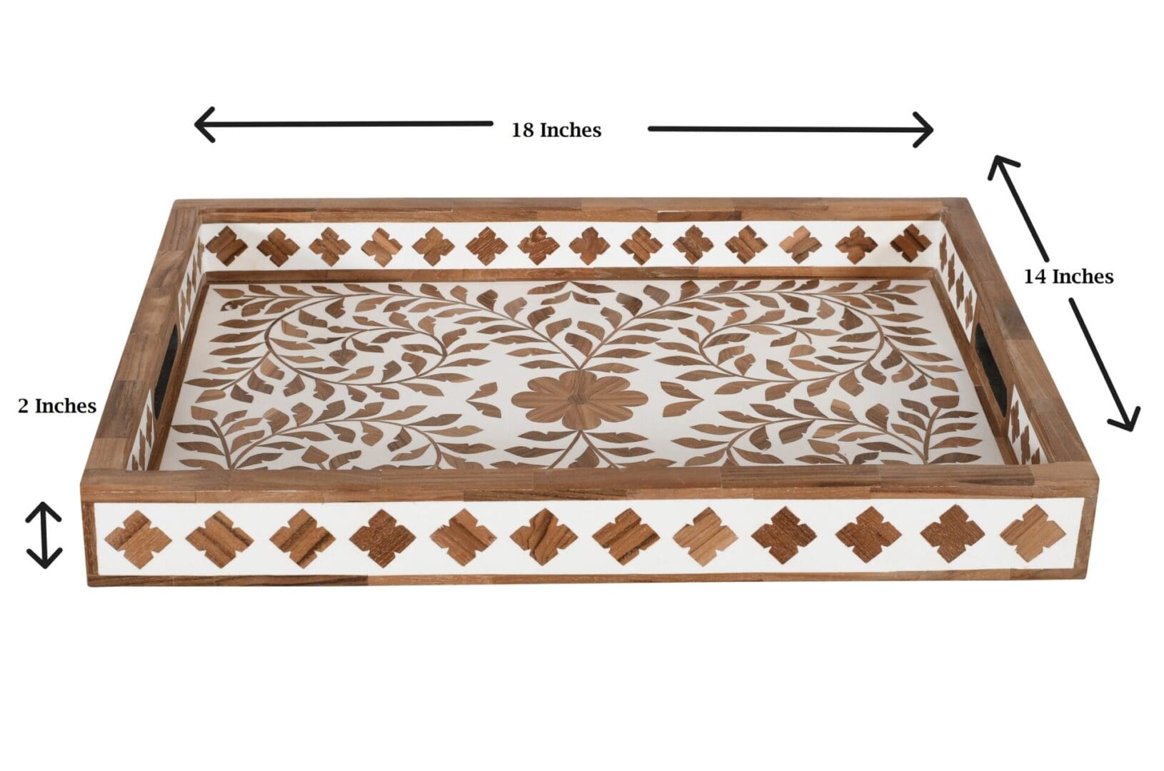Decorative Teak Inlay Serving Tray image 7
