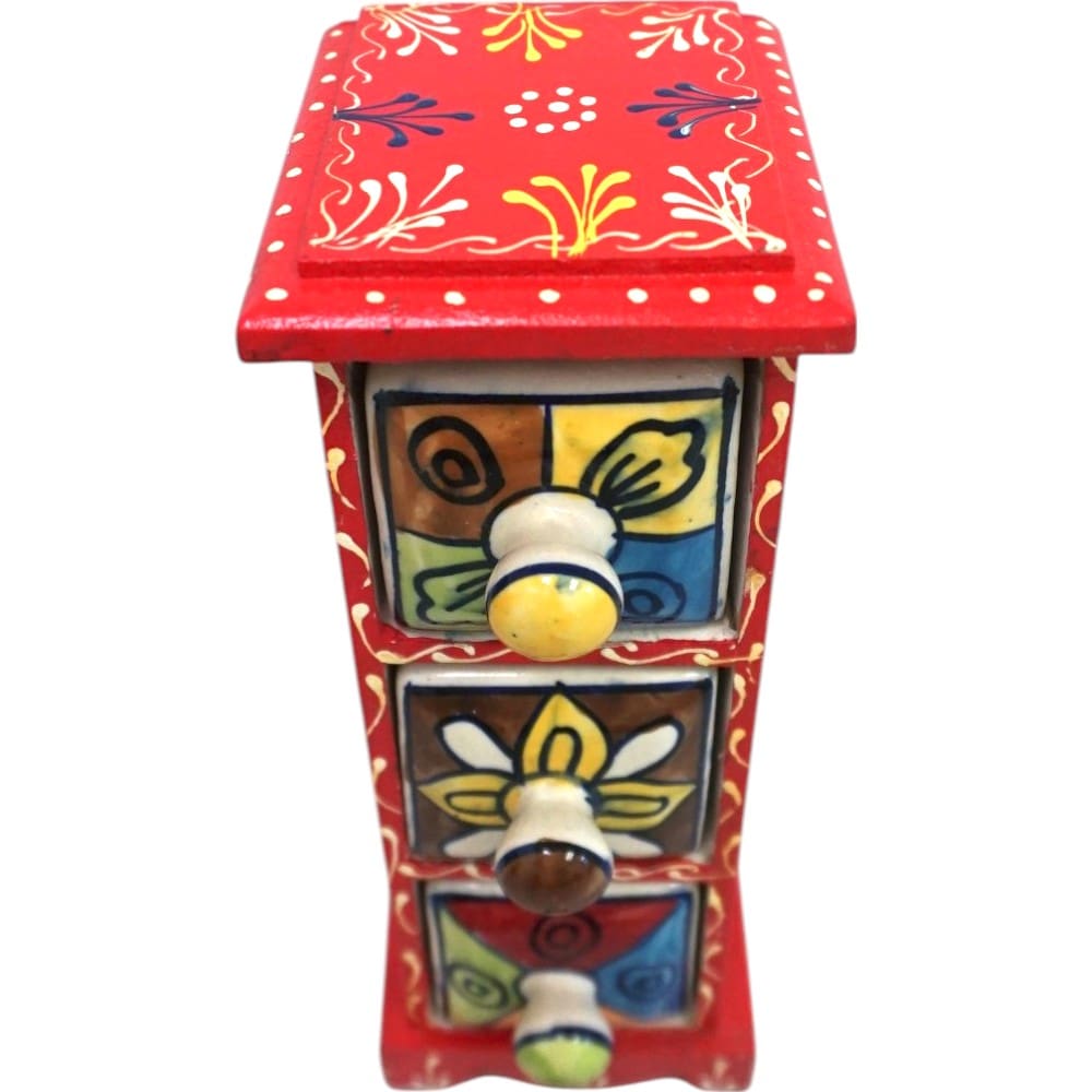 Hand-Painted Three Drawer Organizer Multicolor Ceramic image 10
