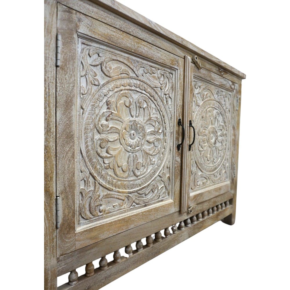 Hand-crafted Sandblasted Natural Mango Wood Sideboard image 5