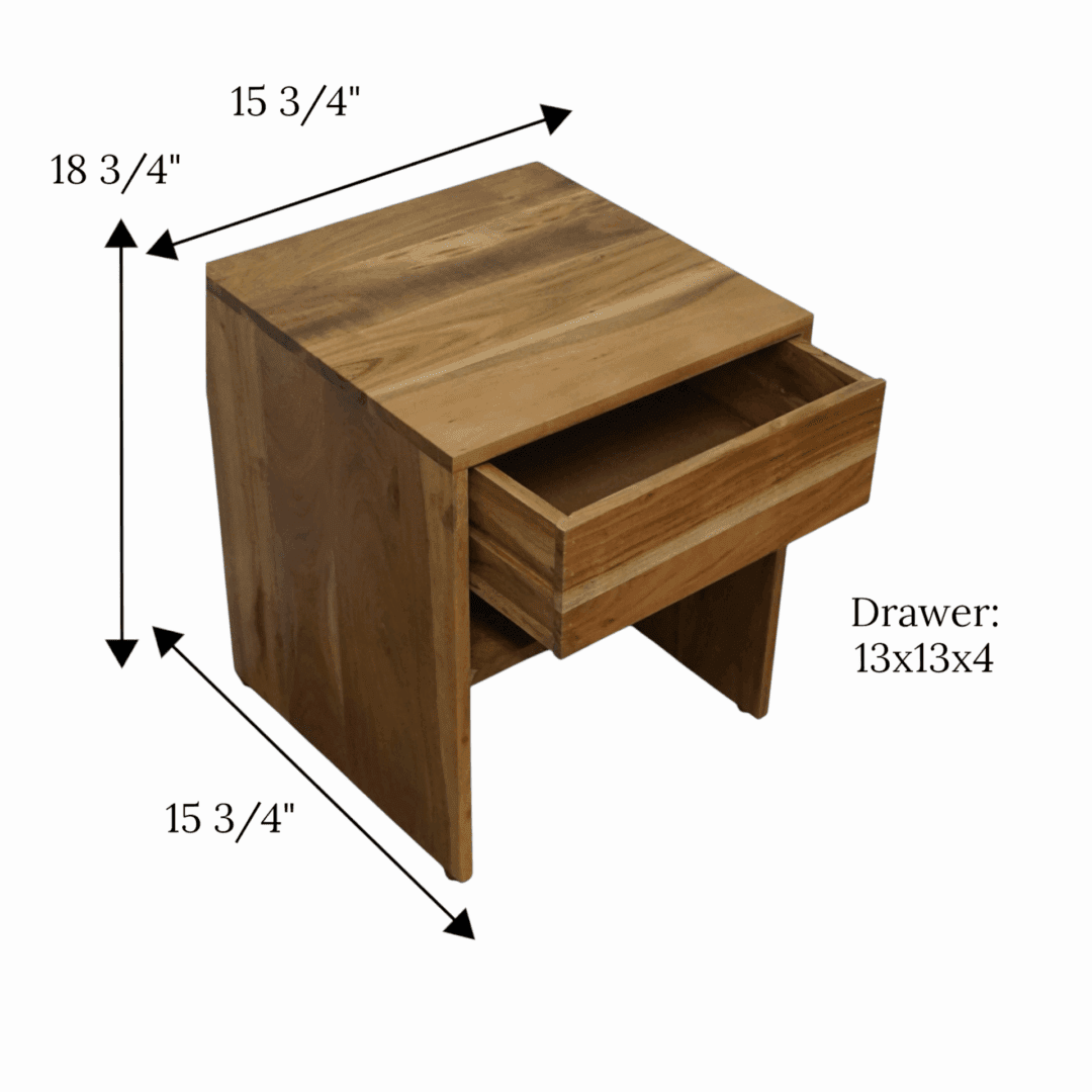 Natural Wood Side Table with 1 Drawer image 9