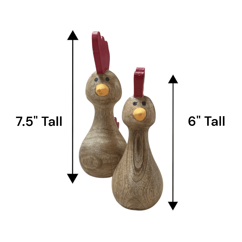 Hand-crafted Set of Two Wooden Chickens image 9