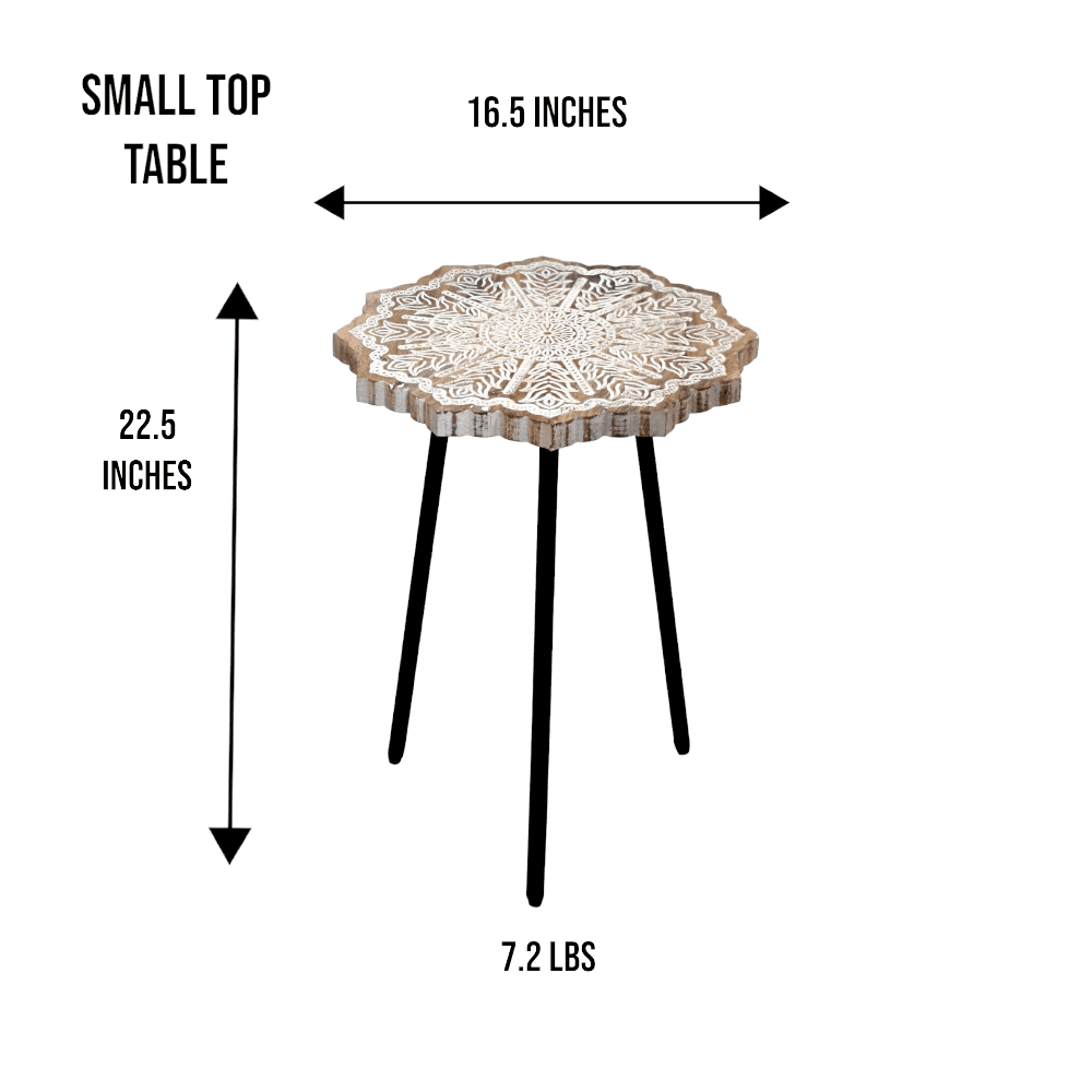 Unique Mango Wood Mandala Accent Table 3 Sizes image 7
